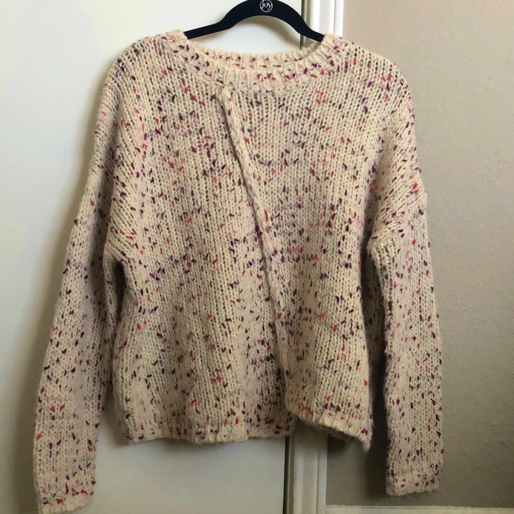 Heart loom rainbow speck sweater